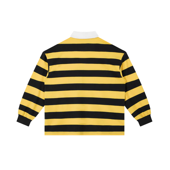 404ASTERISKS Collared Color Block Stripe Polo Shirt Streetwear