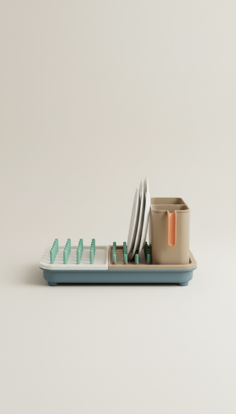 Compact Countertop Drying Rack with Draining Spout